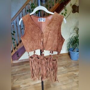 Vintage Brown Suede Fringe Vest